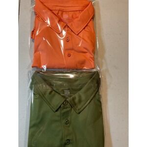 Three Sixty Six Mens 2XL Performance Golf Polo Shirt Lot 2 Orange Olive Green